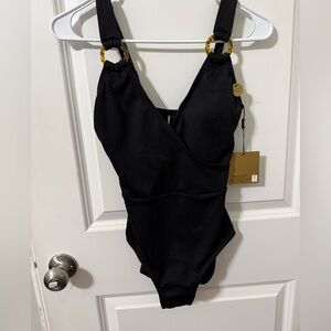 Nip Tuck‎ one piece black swimsuit wrap top NEW 4